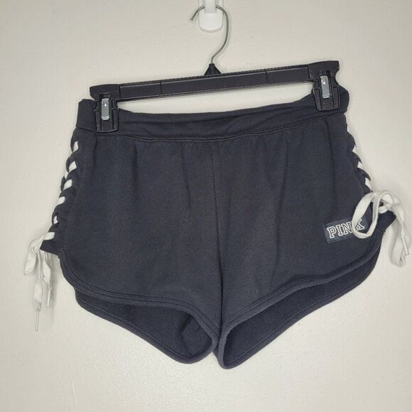 Pink by Victoria's Secret black white lace up side sporty girlie shorts x small - Picture 1 of 8